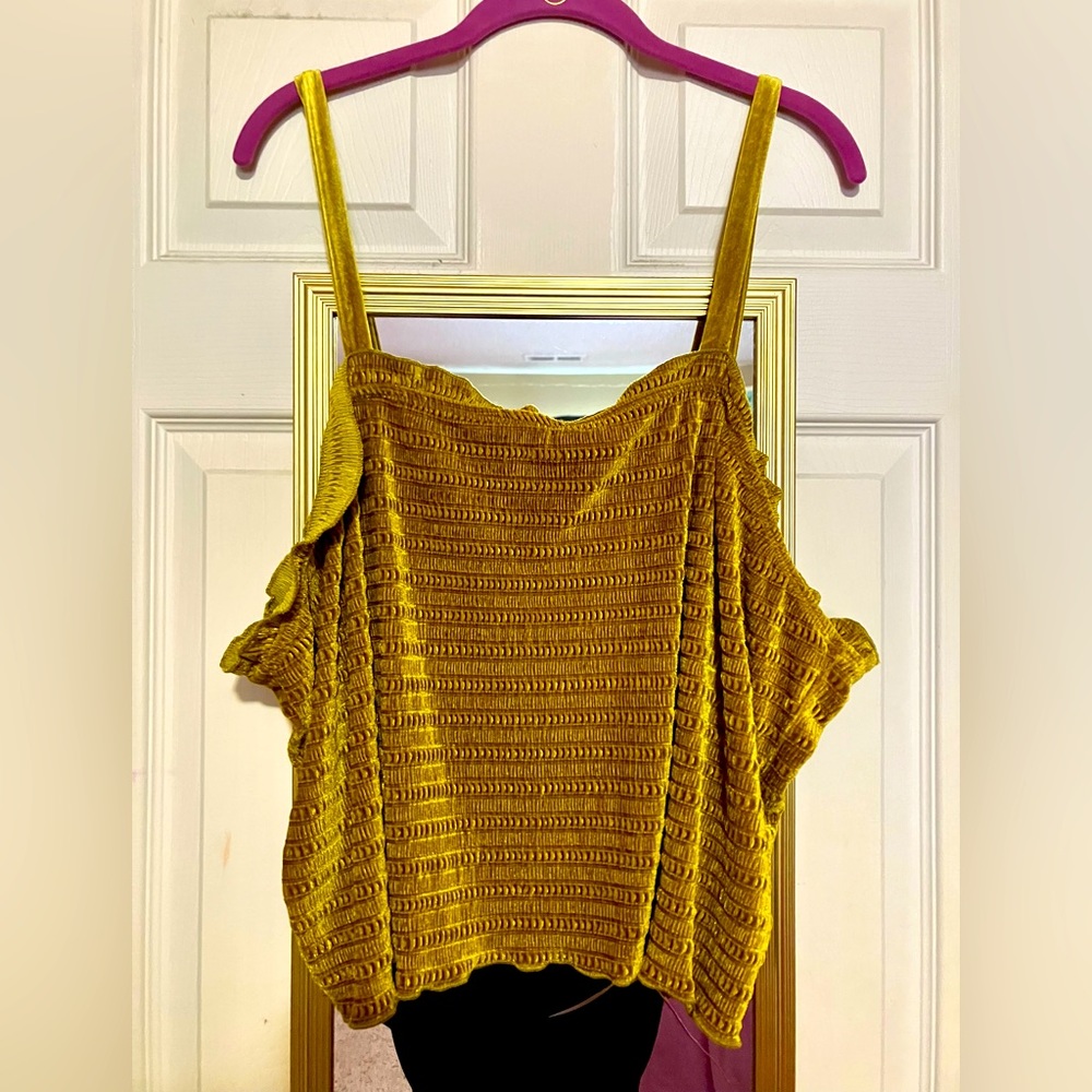Plus Size Green Velvet Stretchy Crop Top Tank Top 3X 4X
